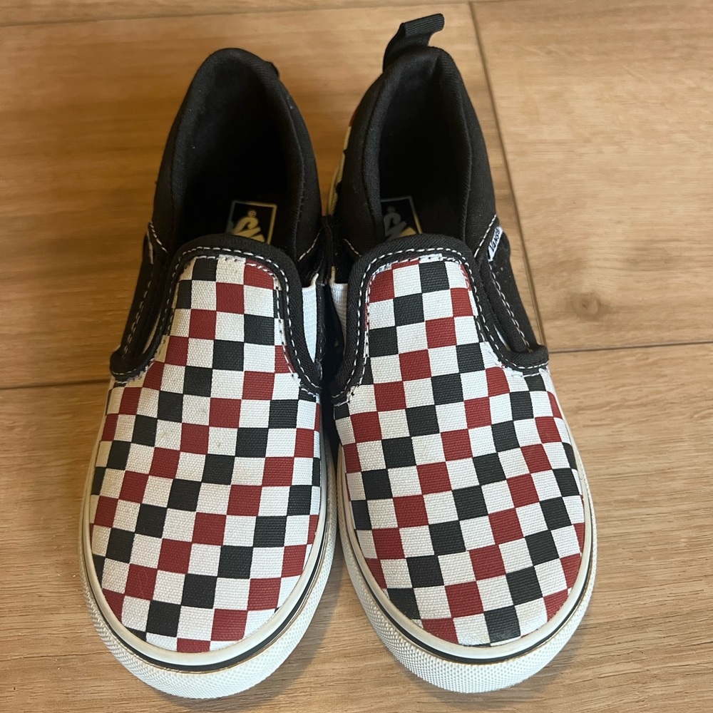 Vans Kids Checkered Slip-On Sneakers - Black, Red, White